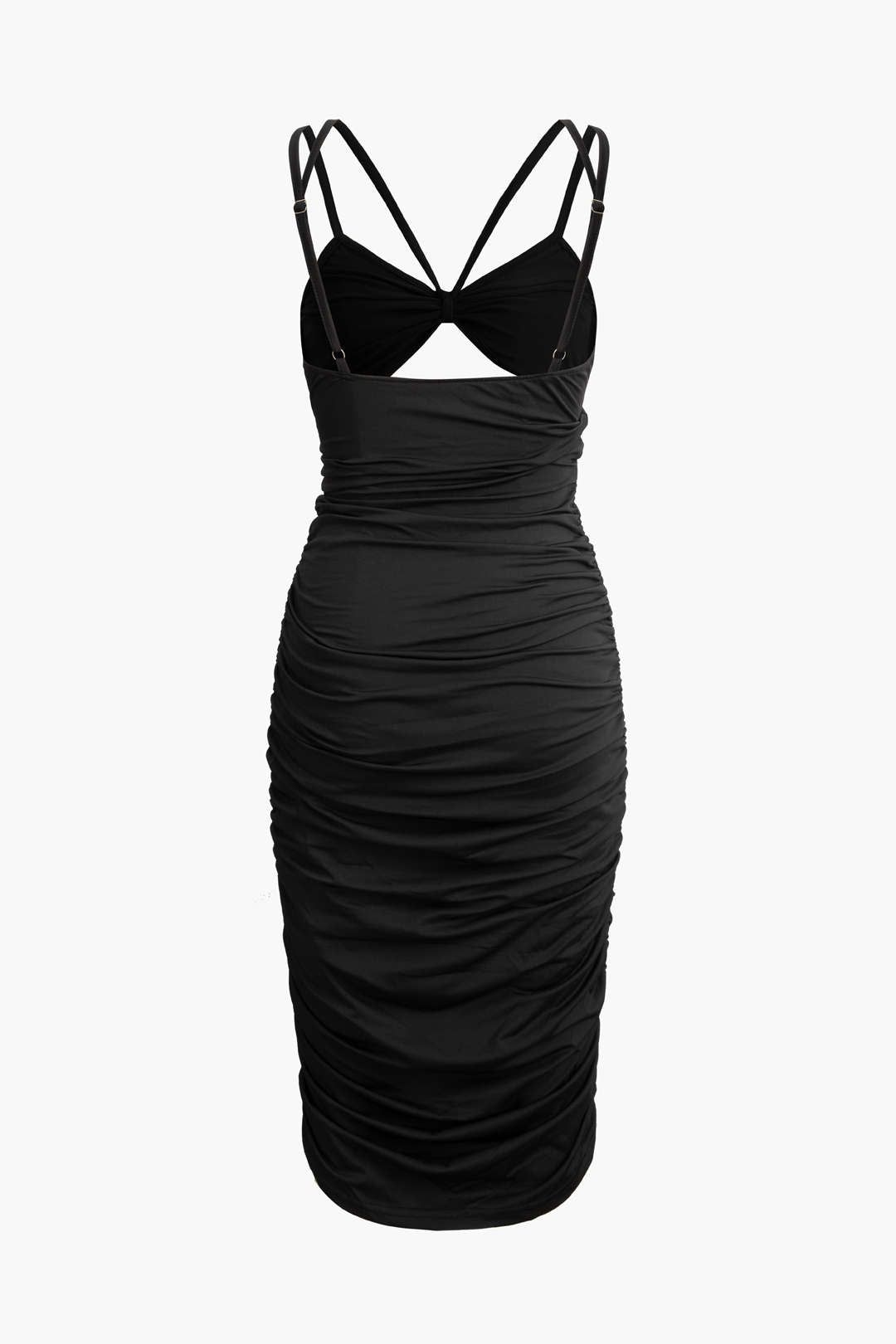 Double Strap Cut Out Ruched Bodycon Midi Dress sold by Micas product image thumbnail 2