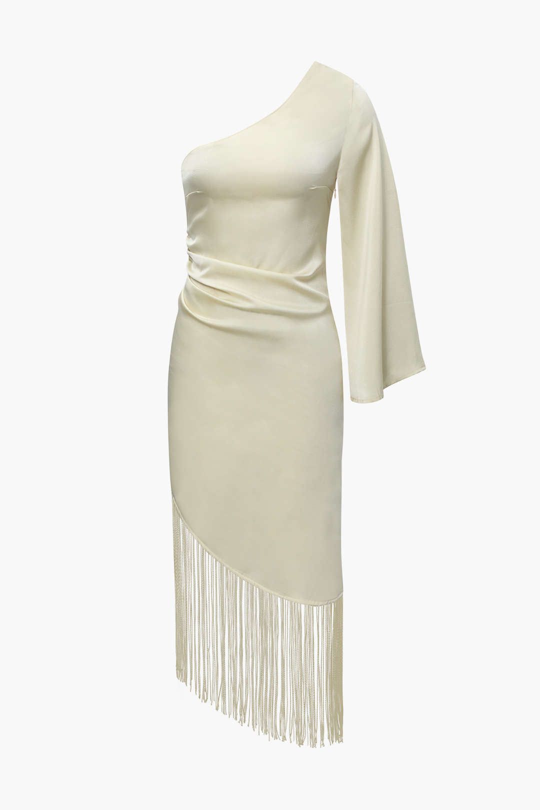 One Shoulder Fringe Hem Midi Dress sold by Micas