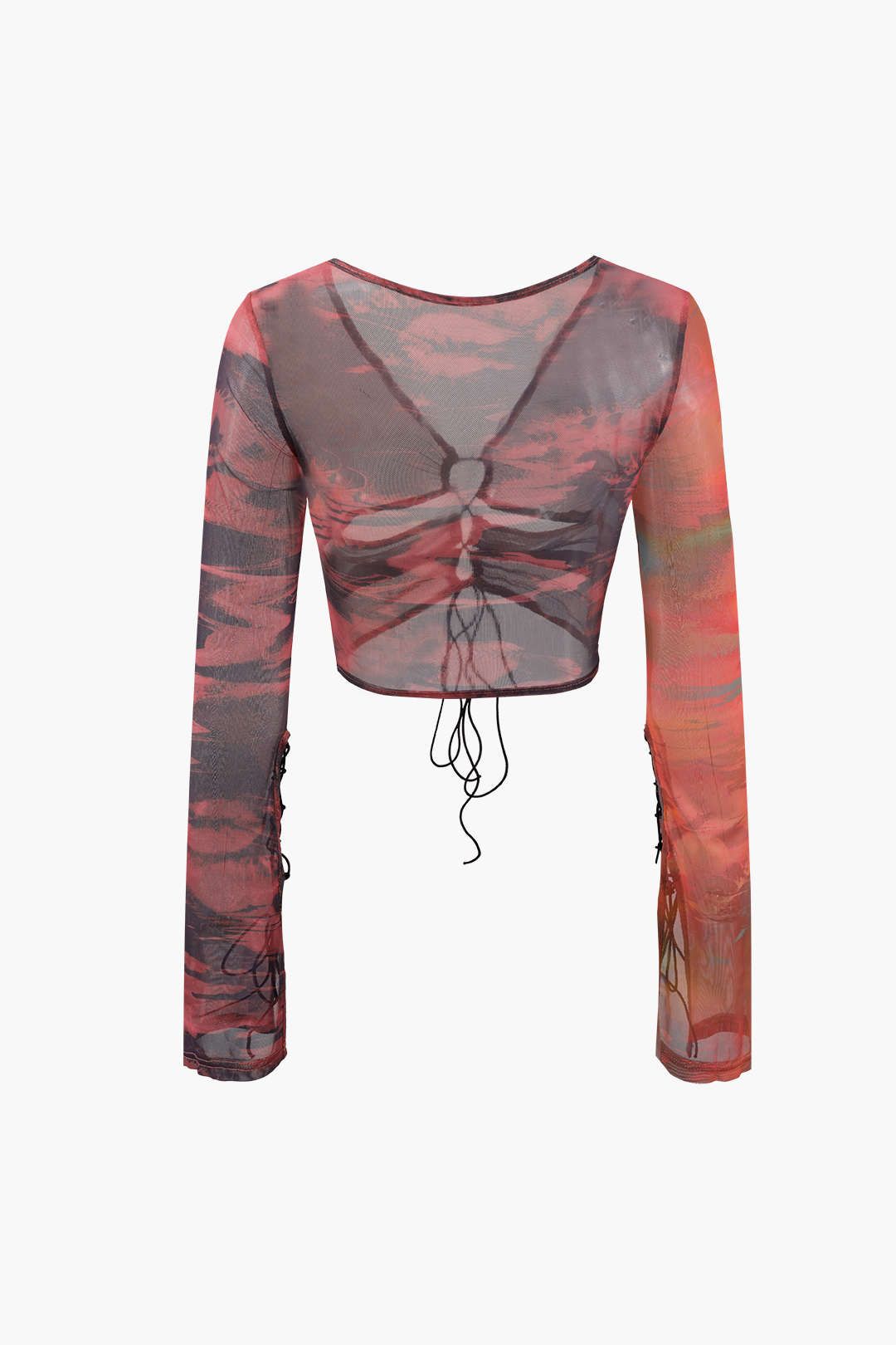 Printed Tie Front Mesh Top sold by Micas product image thumbnail 2