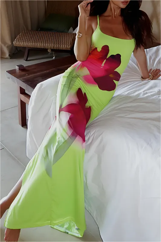 Blomsterprint Slit Slip Maxi kjole sold by Micas