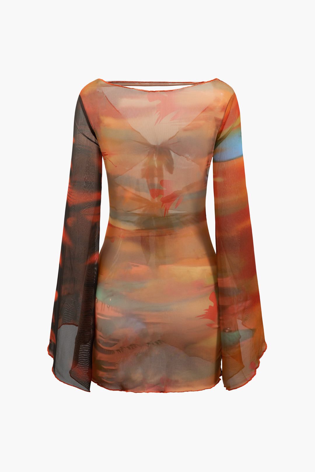 Abstract Print Mesh Tie Front Cut Out Mini Dress sold by Micas product image thumbnail 2