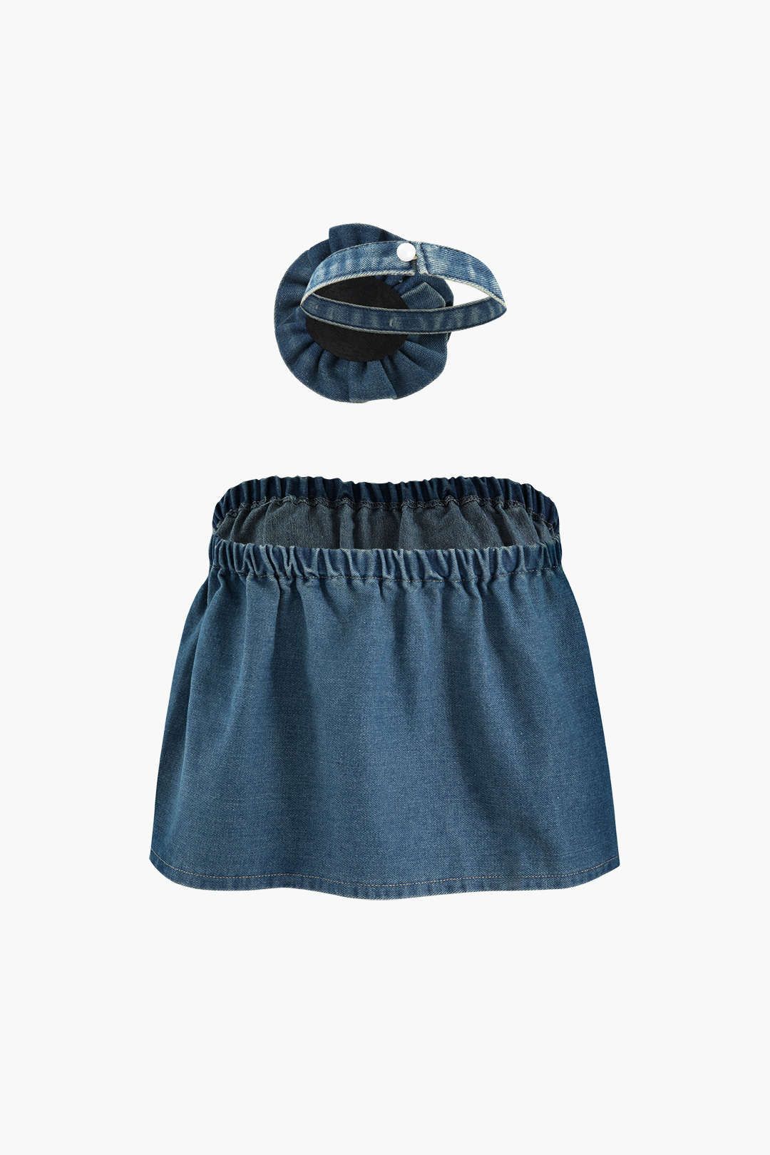 Elastic Frill Denim Tube Top And Rose Choker sold by Micas product image thumbnail 5