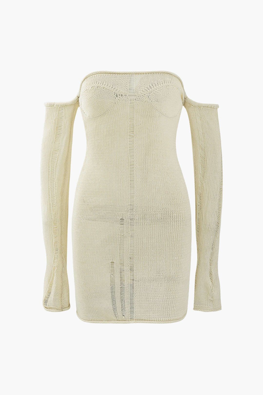 Openwork Knit Off Shoulder Mini Dress sold by Micas