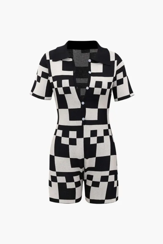 Checkerboard Knit Romper sold by Micas
