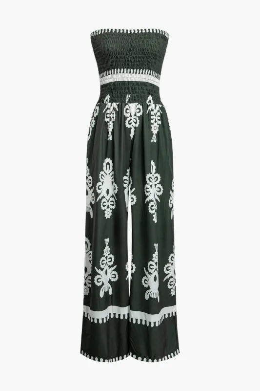 Tribal Print Ruched Strapless Jumpsuit sold by Micas