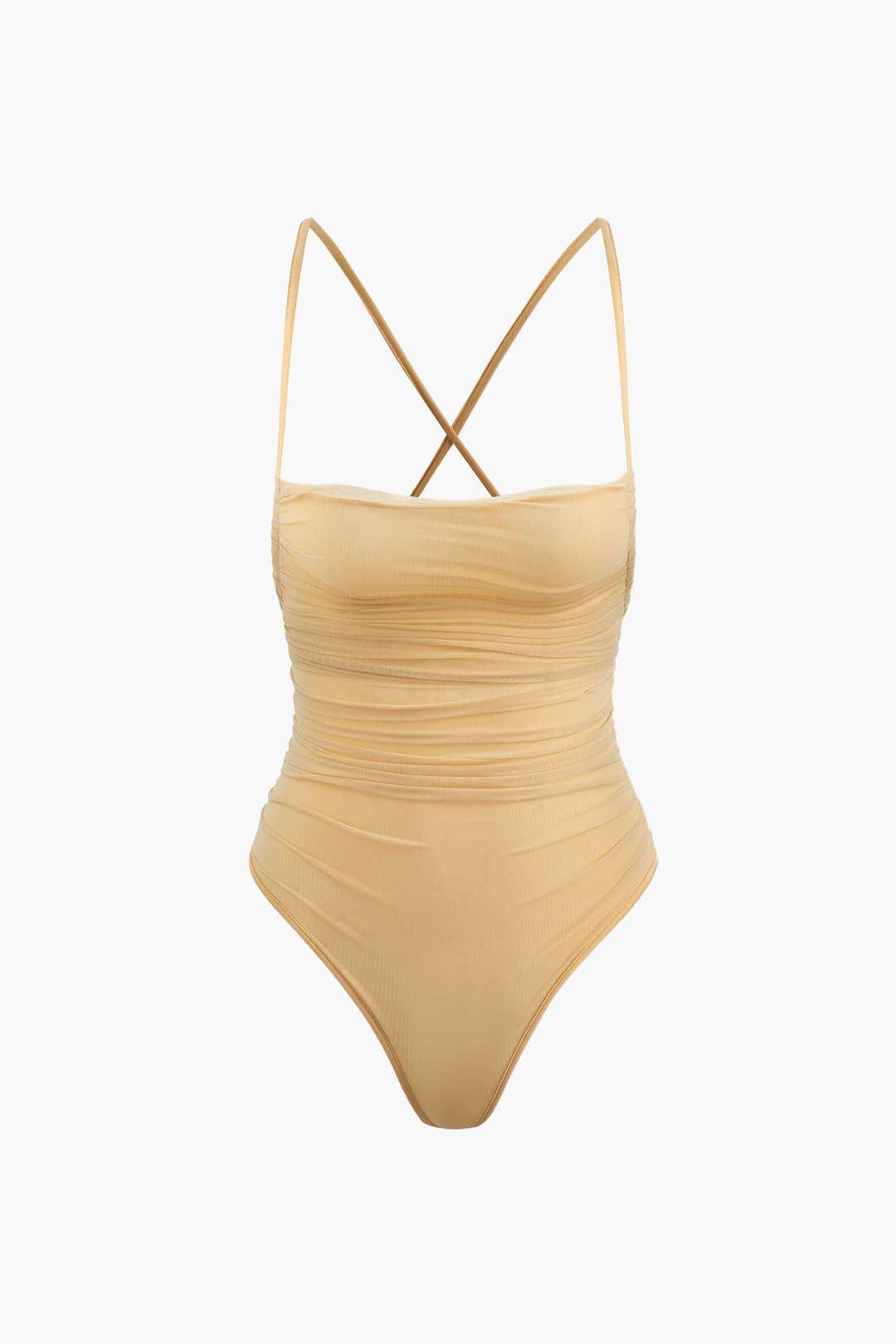 Cross Tie Strap Mesh Bodysuit sold by Micas