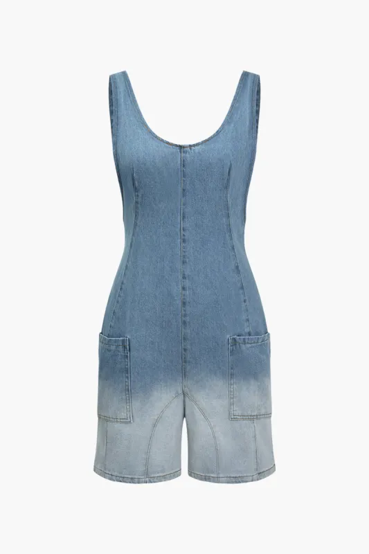 Ombre Denim Pocket Romper sold by Micas