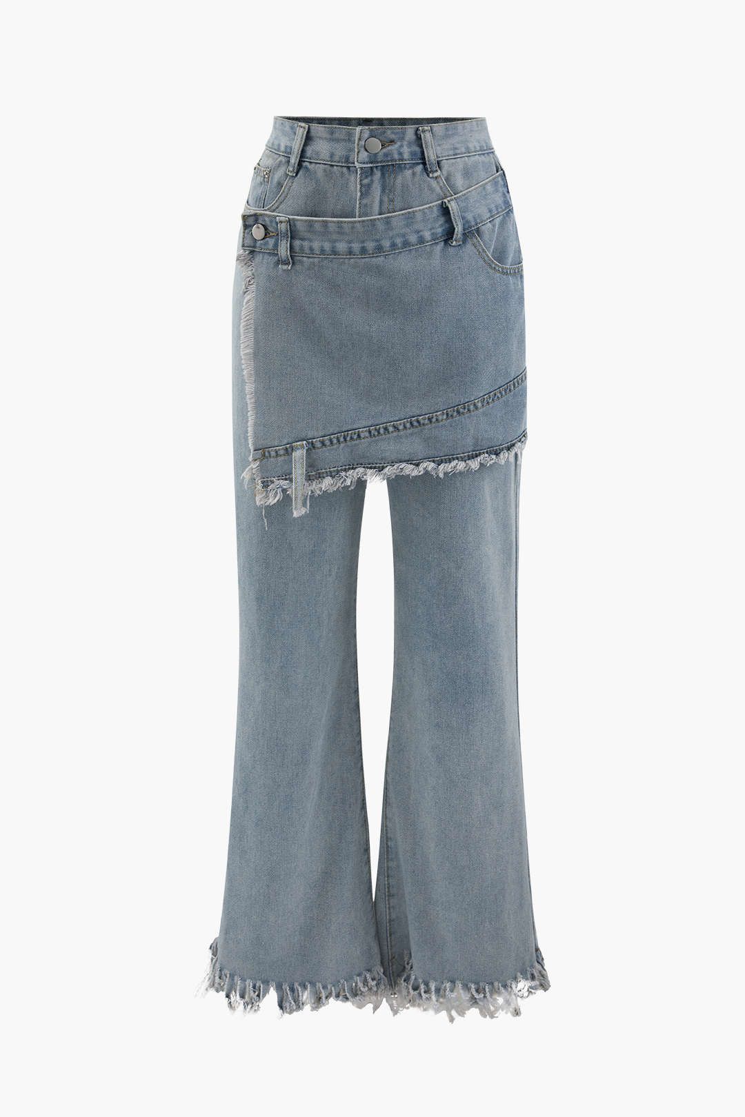 Frayed Wrap Flare Leg Jeans sold by Micas