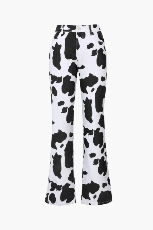 Cow Print Flared Leg Jeans sold by Micas