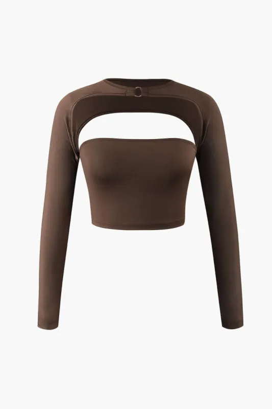 Long Sleeve Cut Out Crop Top sold by Micas