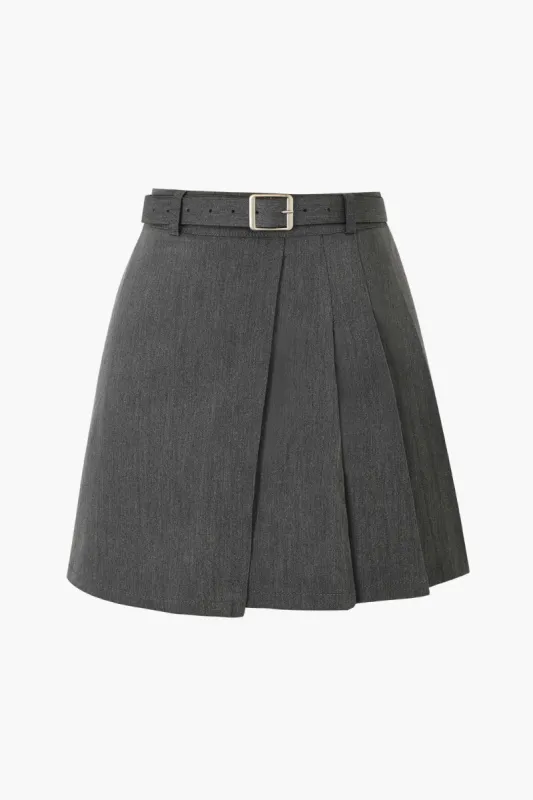Pleated Mini Skirt With Belt sold by Micas