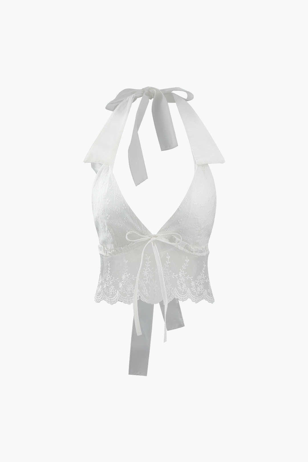 Embroidered Lace Halter Neck Top sold by Micas