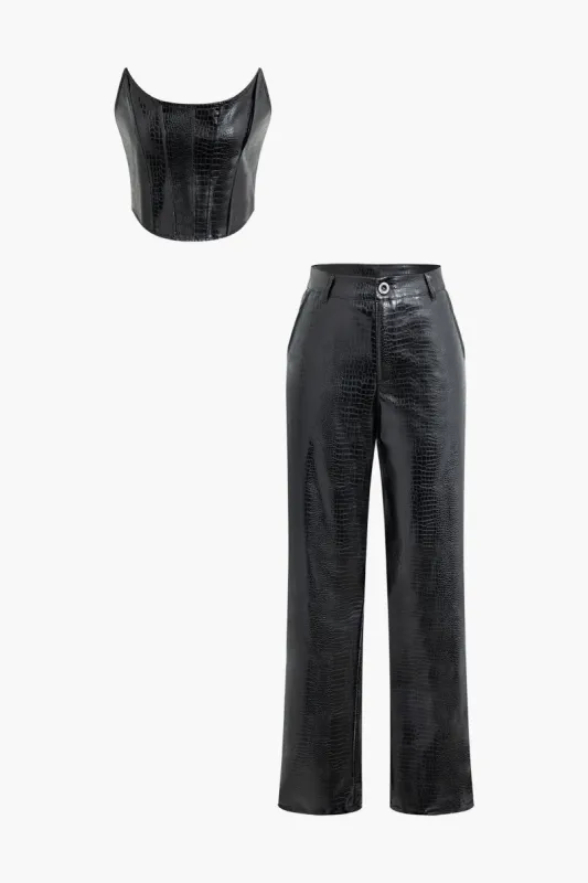 Faux Leather Tube top And Pants Set sold by Micas