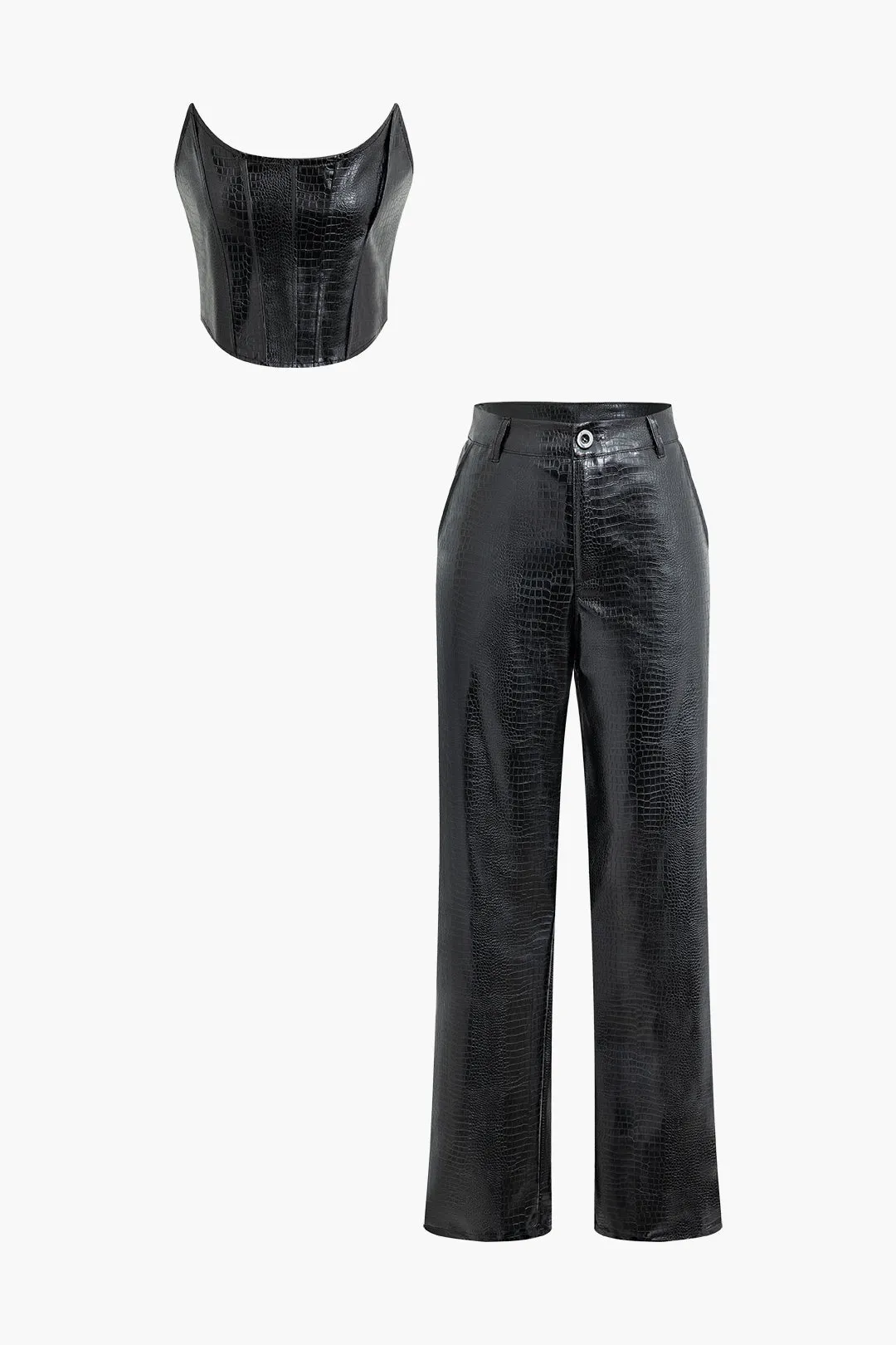 Faux Leather Tube top And Pants Set sold by Micas