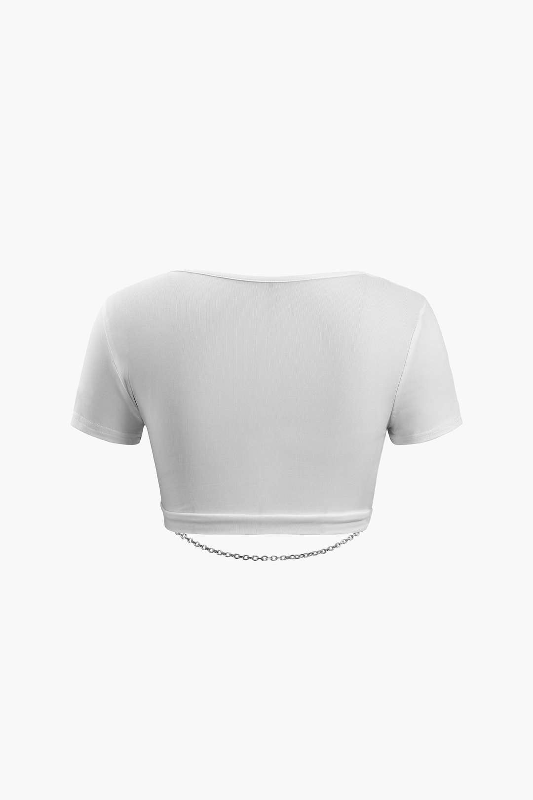 Square Neck Chain Detail Crop T-Shirt sold by Micas product image thumbnail 2