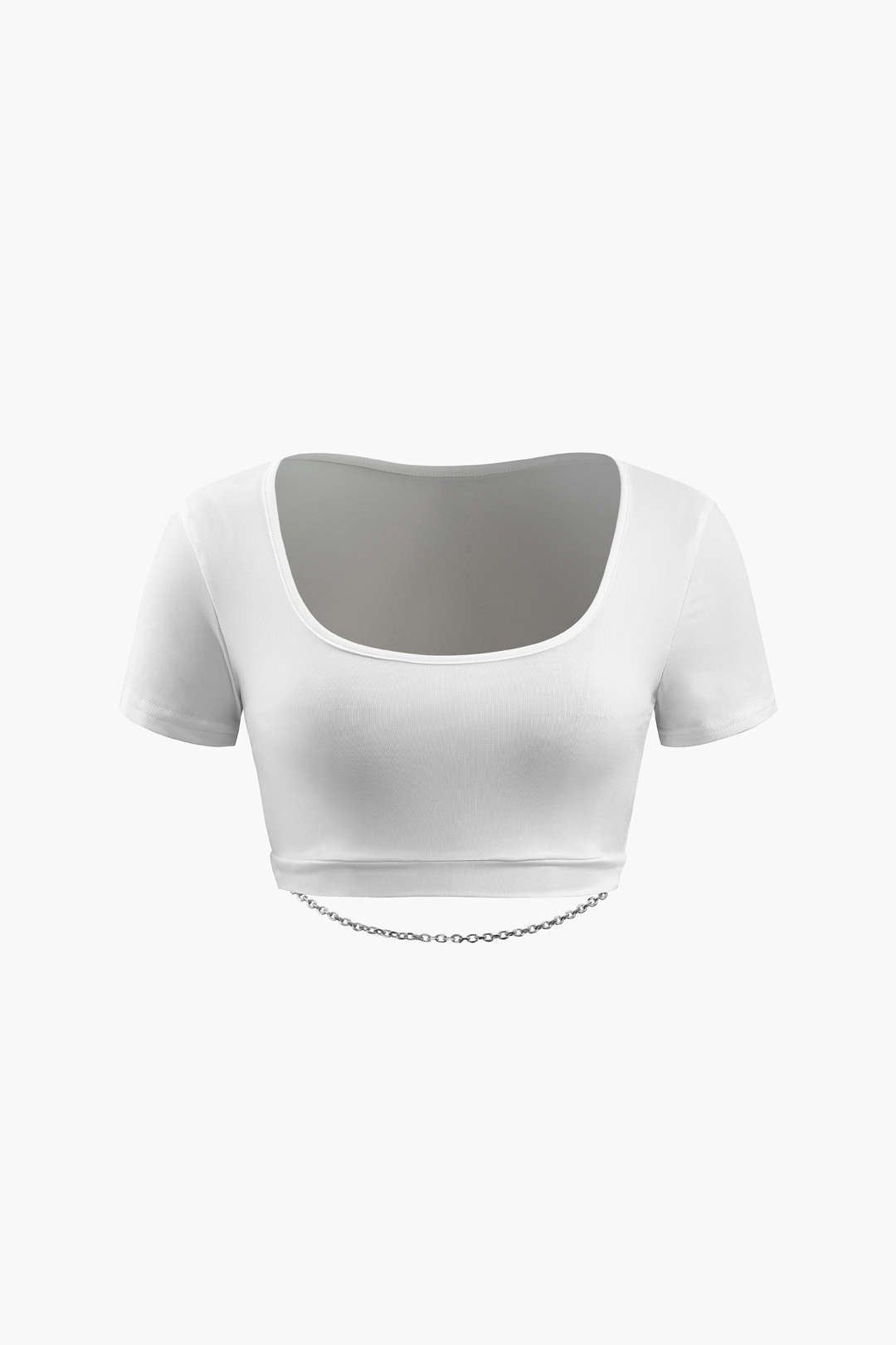 Square Neck Chain Detail Crop T-Shirt sold by Micas