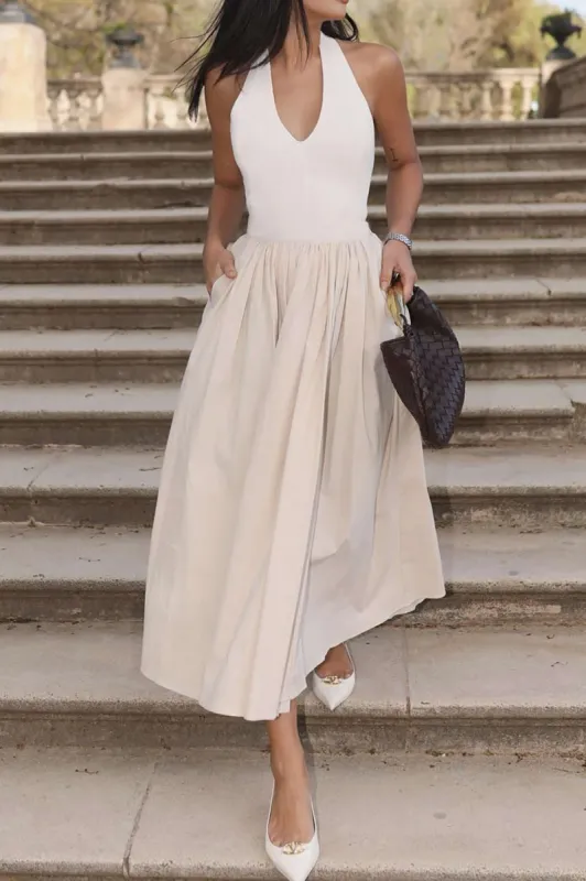 Solid V-neck Maxi Dress sold by Micas