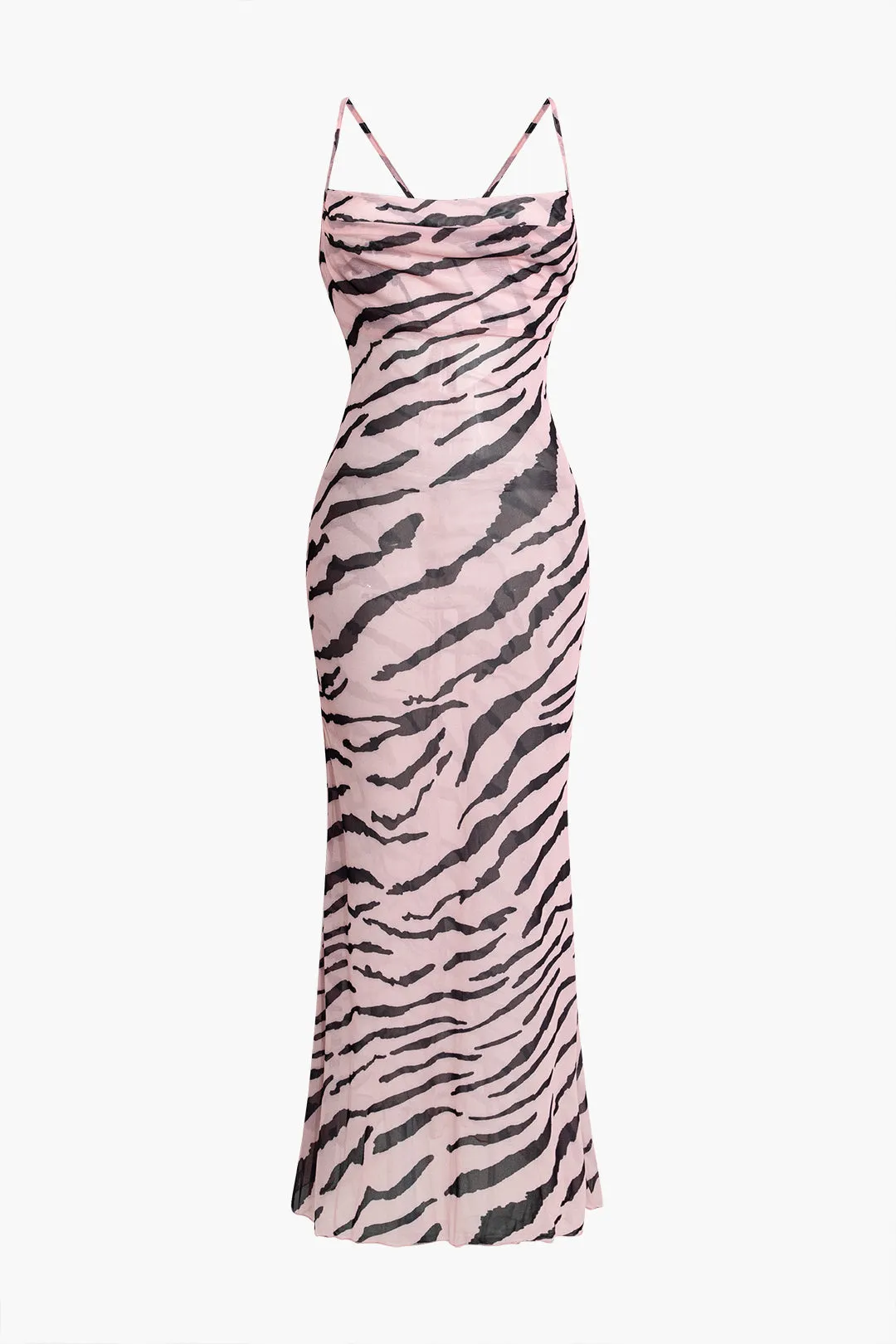 Zebra Print Backless Slip Maxi Dress sold by Micas
