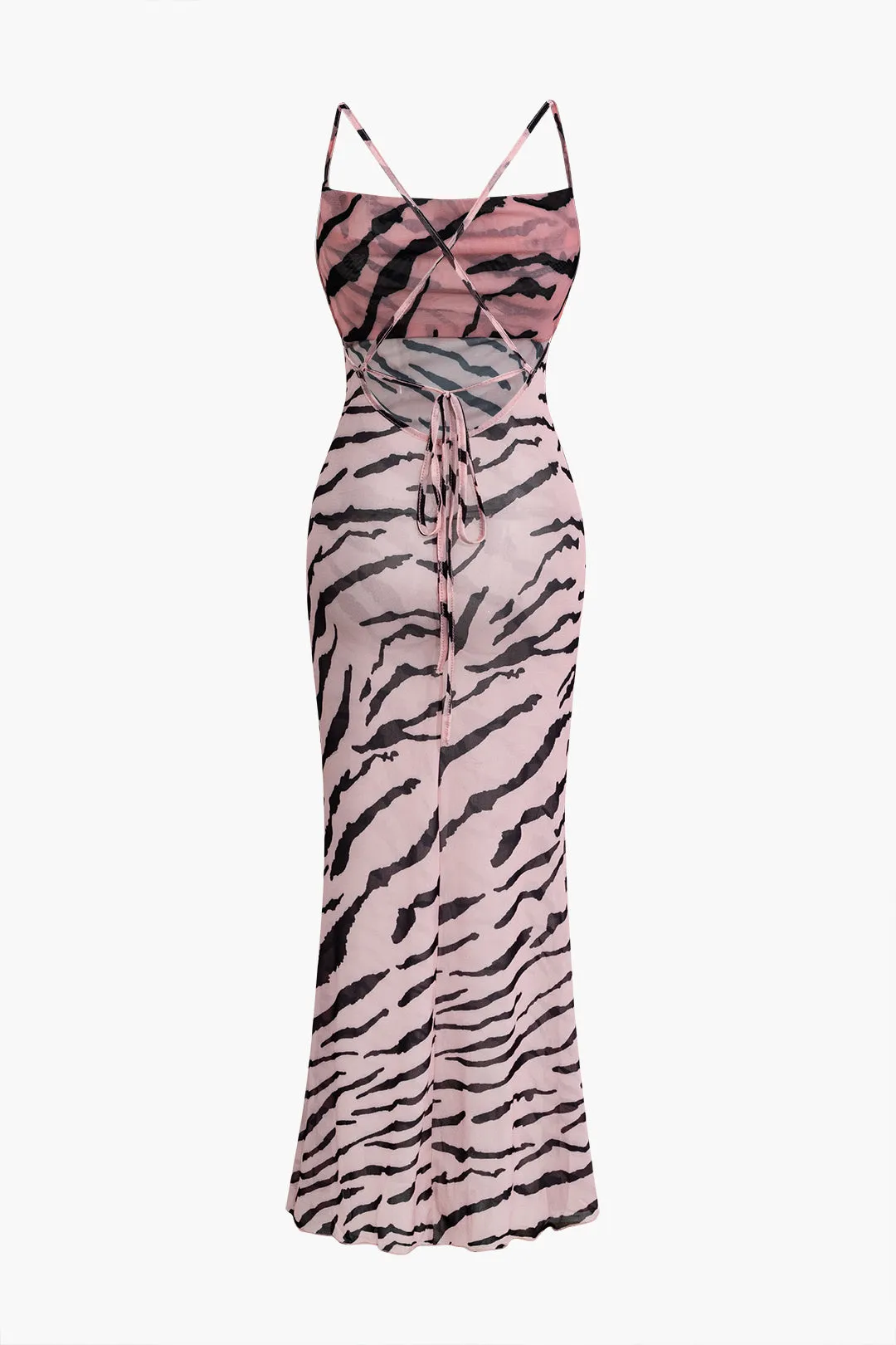 Zebra Print Backless Slip Maxi Dress sold by Micas product image thumbnail 2