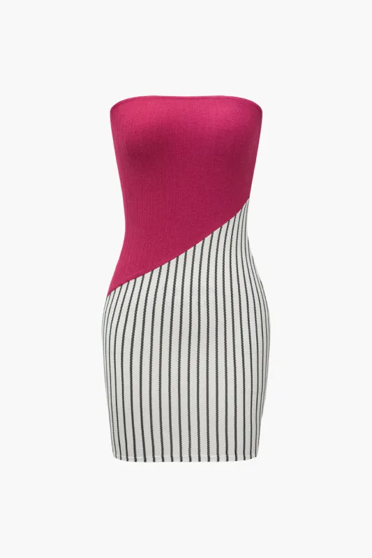Stripe Print Asymmetrical Mini Dress sold by Micas