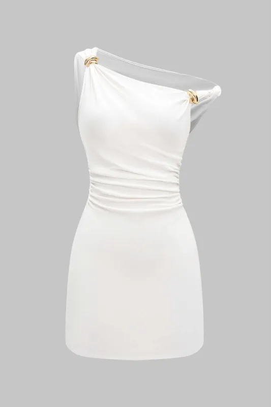 Metallic Decor Twist Knot Off Shoulder Sleeveless Mini Dress sold by Micas