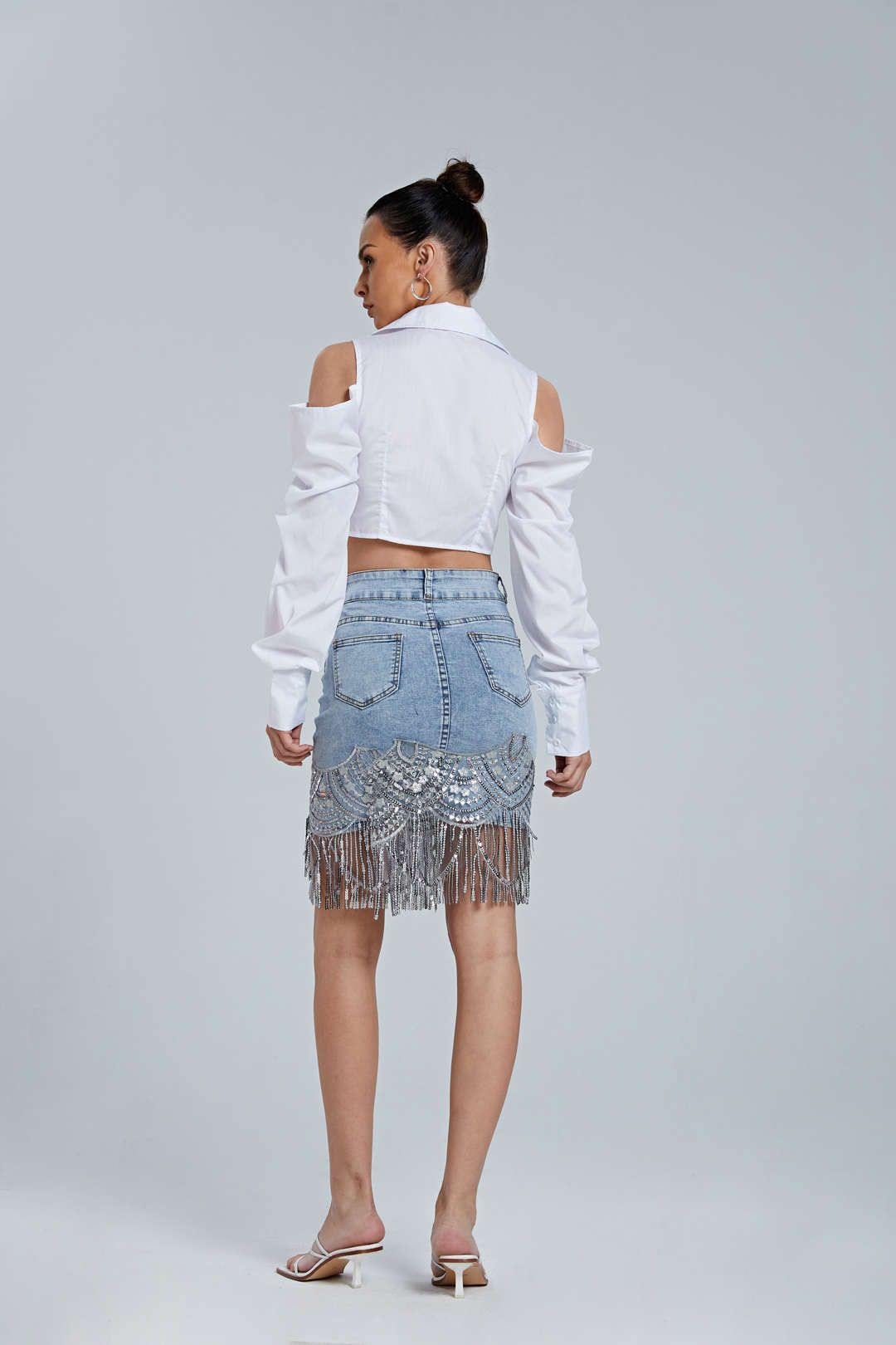 Cold Shoulder Cropped Shirt sold by Micas product image thumbnail 6