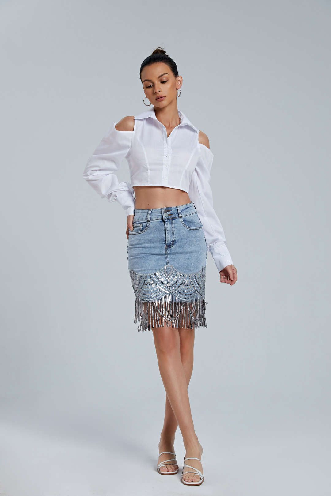 Cold Shoulder Cropped Shirt sold by Micas product image thumbnail 5