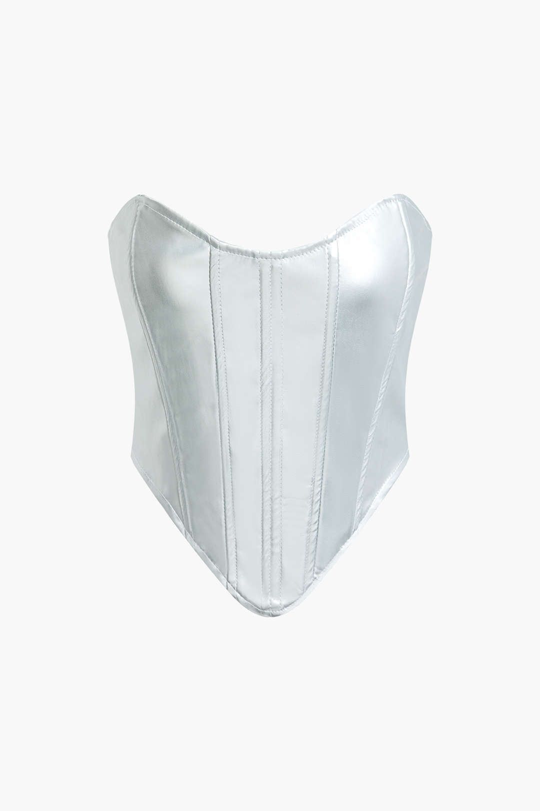 Metallic Tie Back V-Hem Corset Top sold by Micas