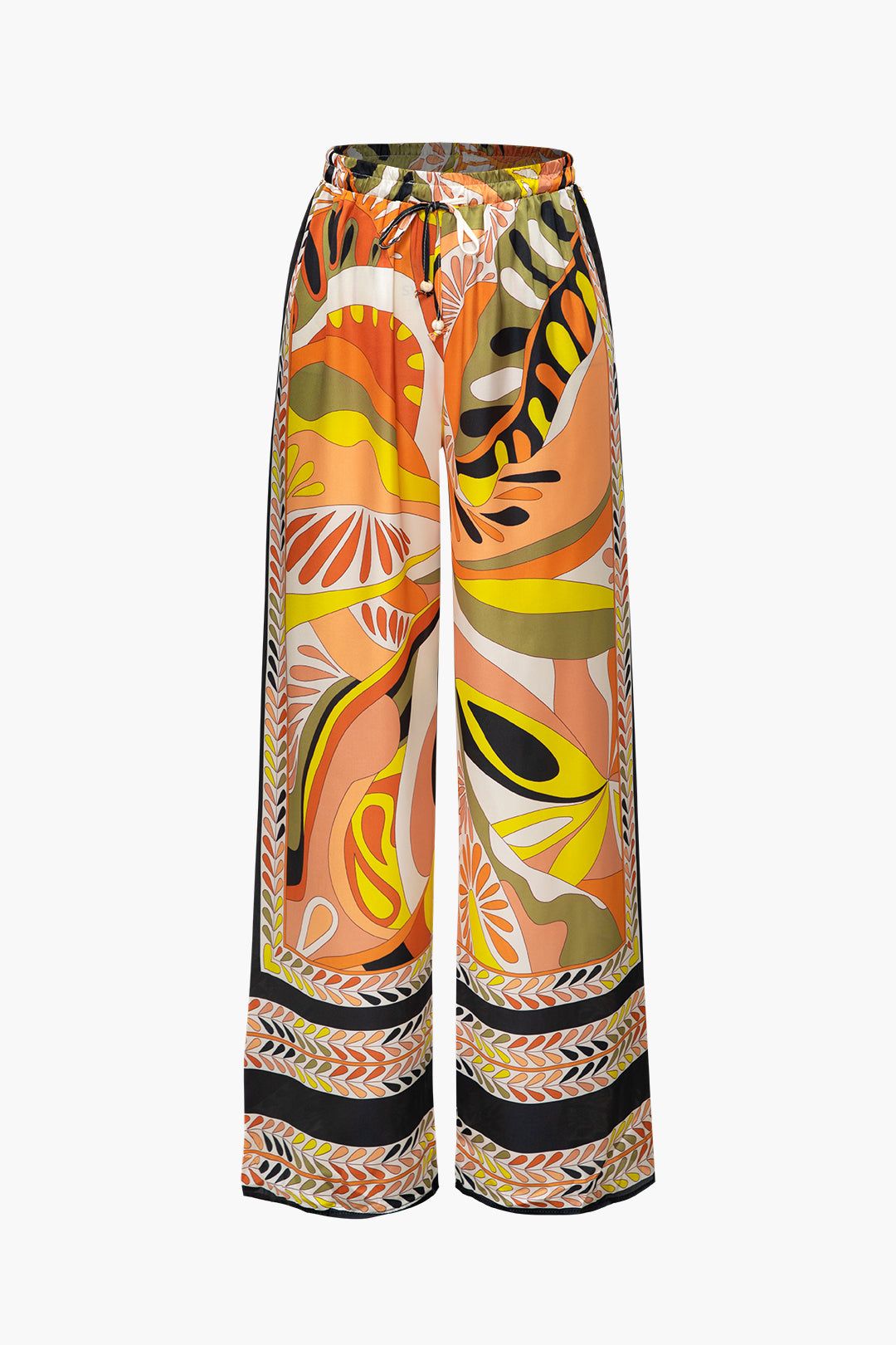 Printed Tie Waist Straight Leg Pants sold by Micas