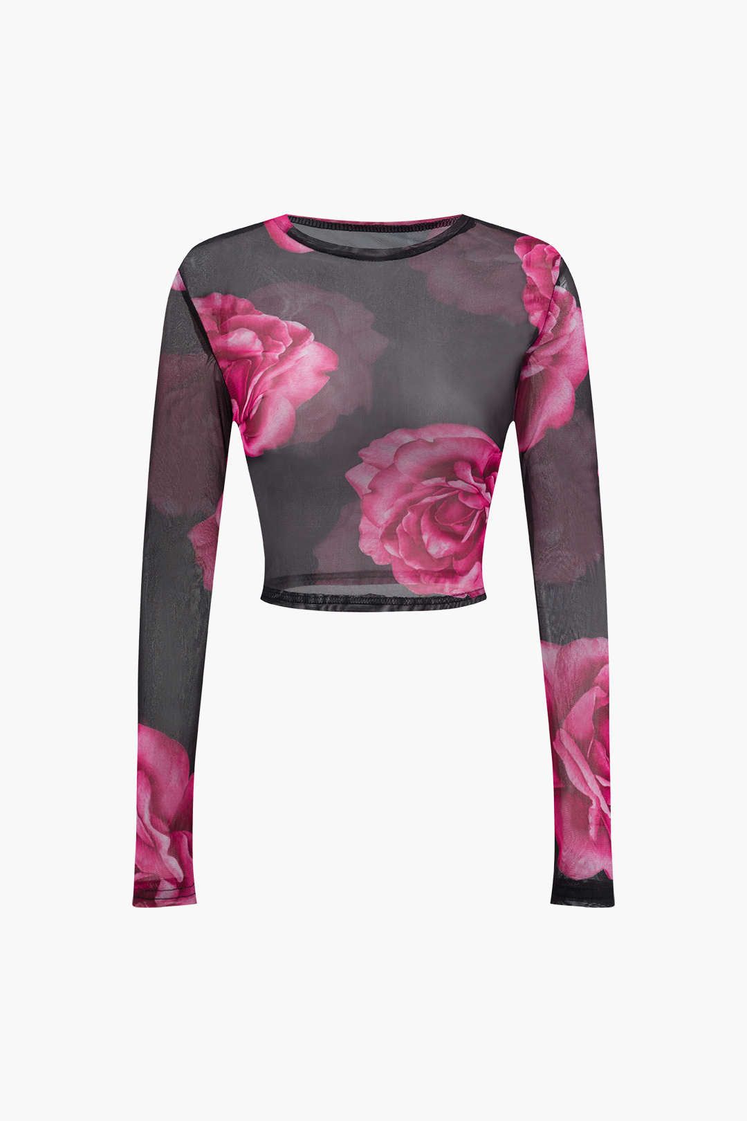 Floral Print Mesh Long Sleeve Top And Mini Skirt Set sold by Micas product image thumbnail 2