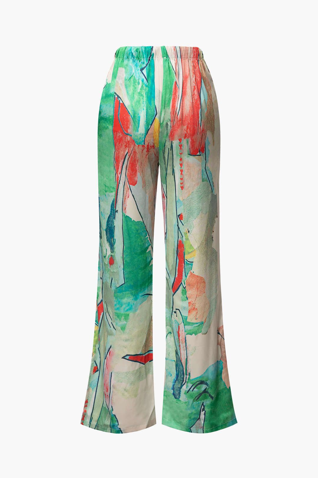 Watercolor Print Drawstring Waist Wide Leg Pants sold by Micas product image thumbnail 2