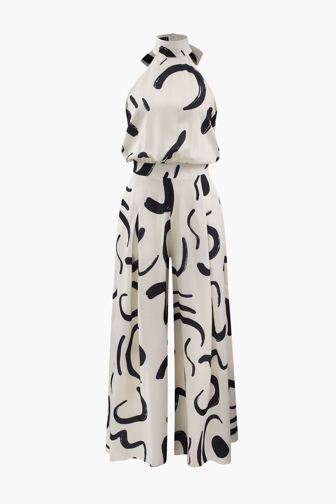 Line Print Halter Wide Leg Jumpsuit sold by Micas
