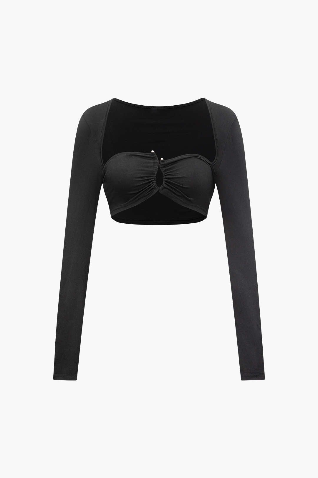 Square Neck Long Sleeve Top And Ruched Maxi Skirt Set sold by Micas product image thumbnail 2