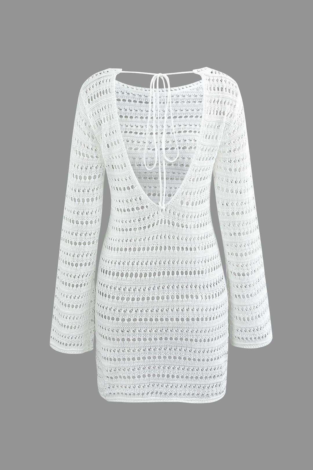 Open Knit Tie Back Cut Out Long Sleeve Dress sold by Micas product image thumbnail 2