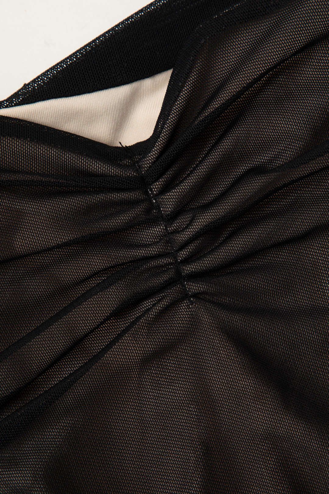 Off-Shoulder Mesh Ruched Maxi Dress sold by Micas product image thumbnail 4