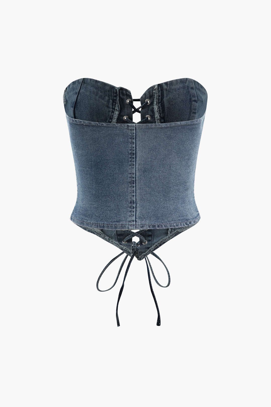 Lace Up Denim V-hem Tube Top sold by Micas product image thumbnail 2