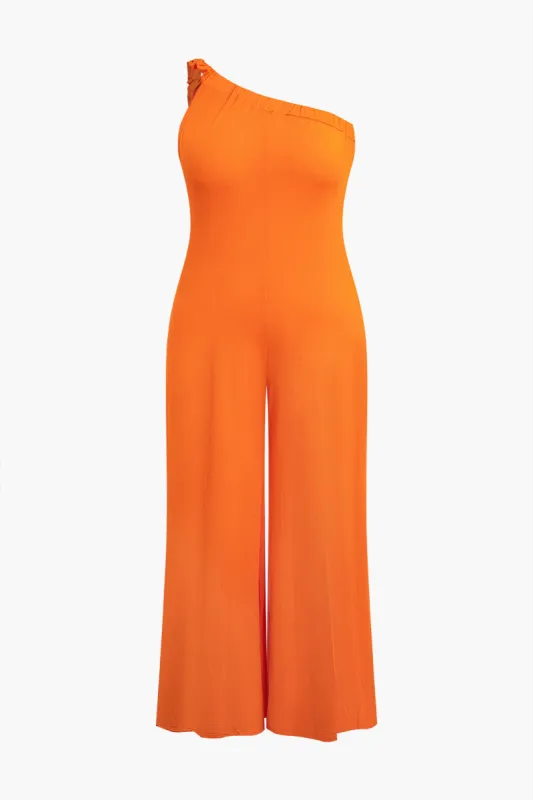 Plus Size Solid One Shoulder Jumpsuit sold by Micas