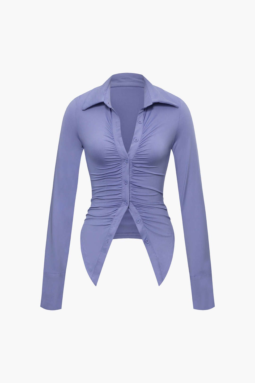 Collar Ruched Long Sleeve Shirt And Mini Skirt Set sold by Micas product image thumbnail 2