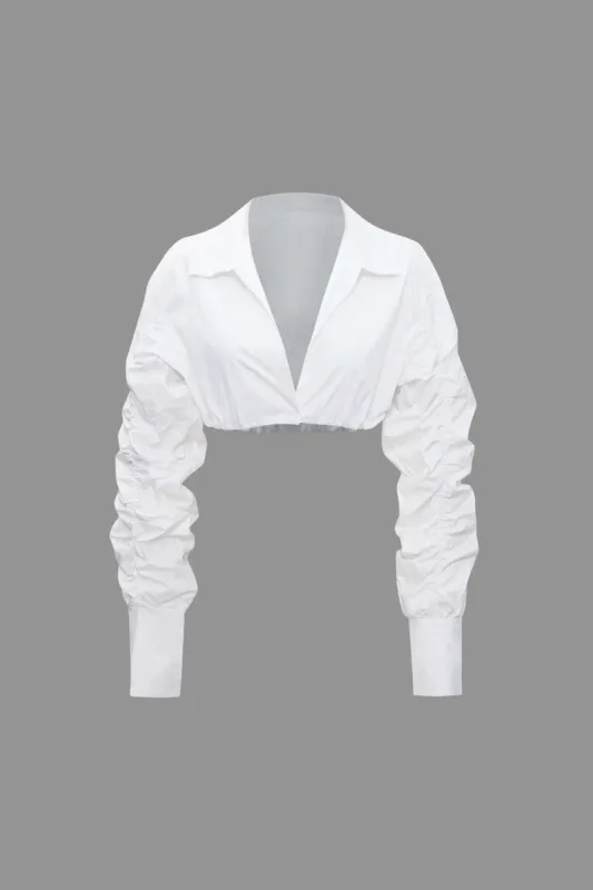 V-neck Puff Sleeve Crop Blouse sold by Micas