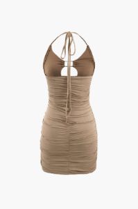 Halter Neck Ruched Cut Out Mini Dress sold by Micas