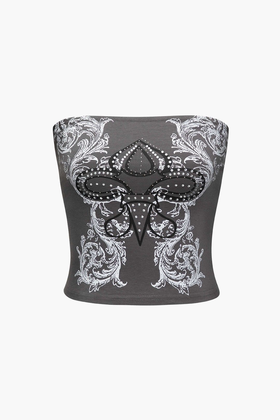 Printed Rhinestone Tube Top sold by Micas