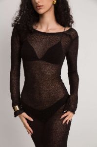 Backless Open Knit Long Sleeve Maxi Dress sold by Micas