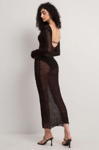 Backless Open Knit Long Sleeve Maxi Dress sold by Micas