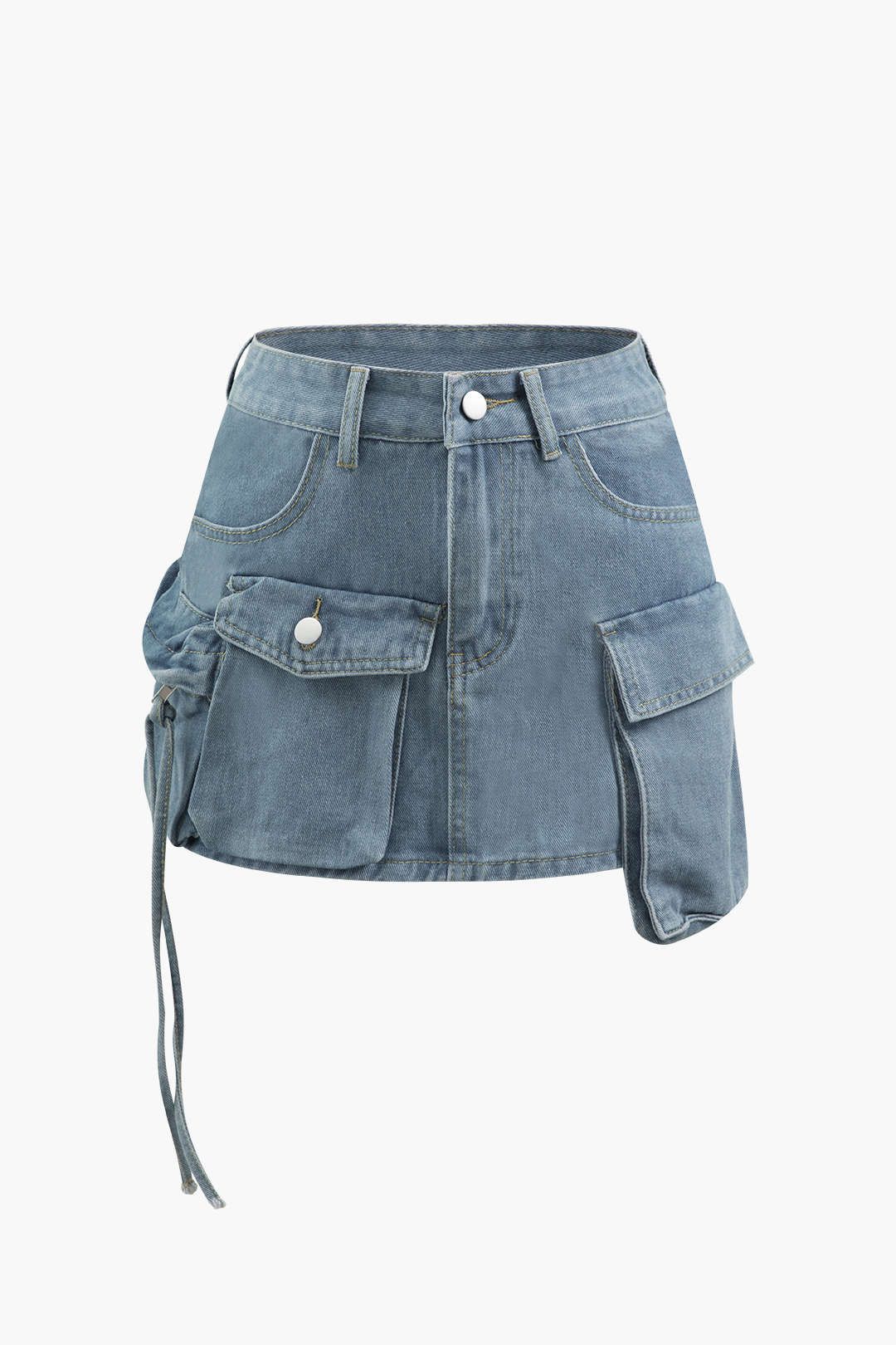Flap Pocket Denim Mini Skirt sold by Micas