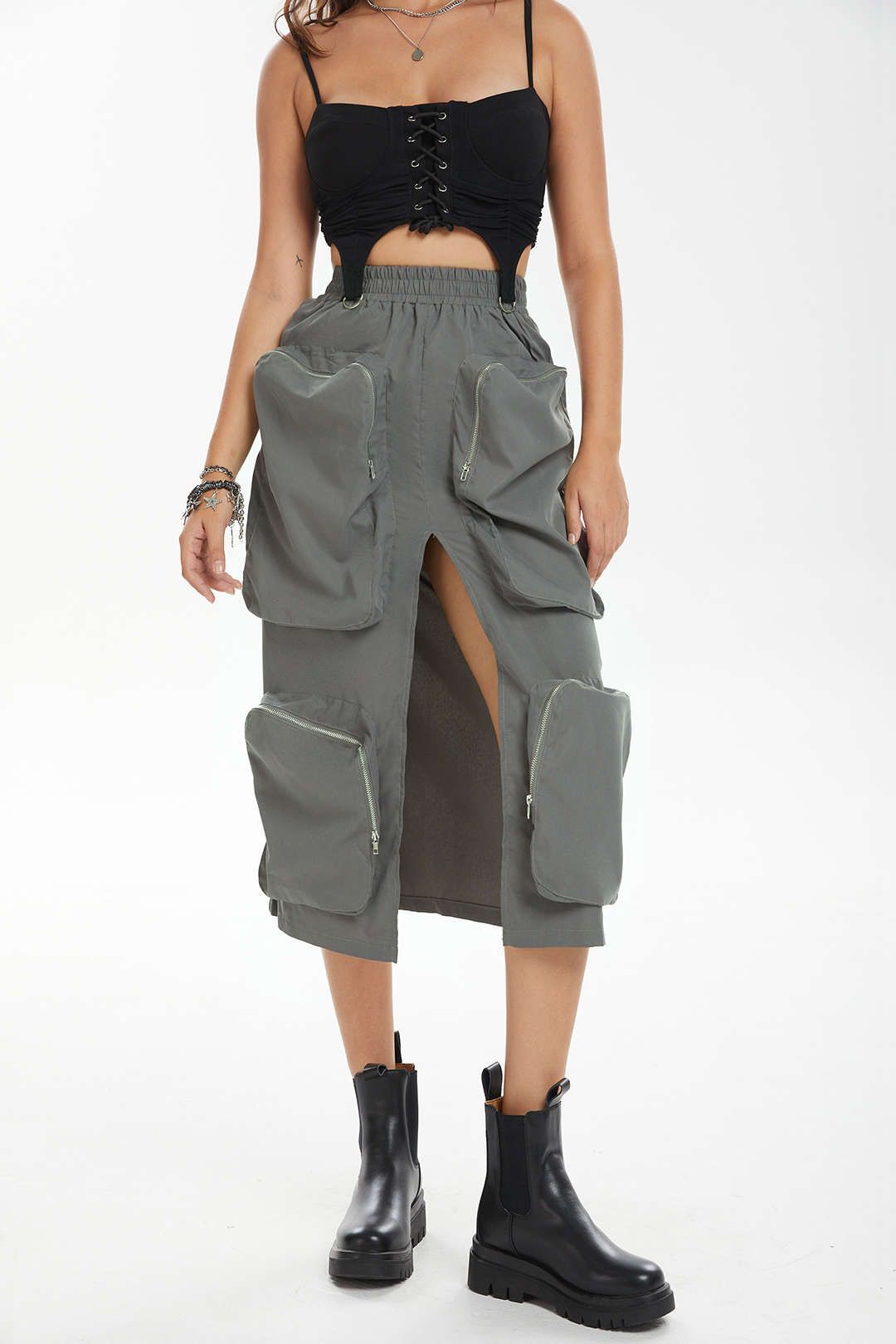 Cargo Pocket Slit Baggy Skirt sold by Micas product image thumbnail 3