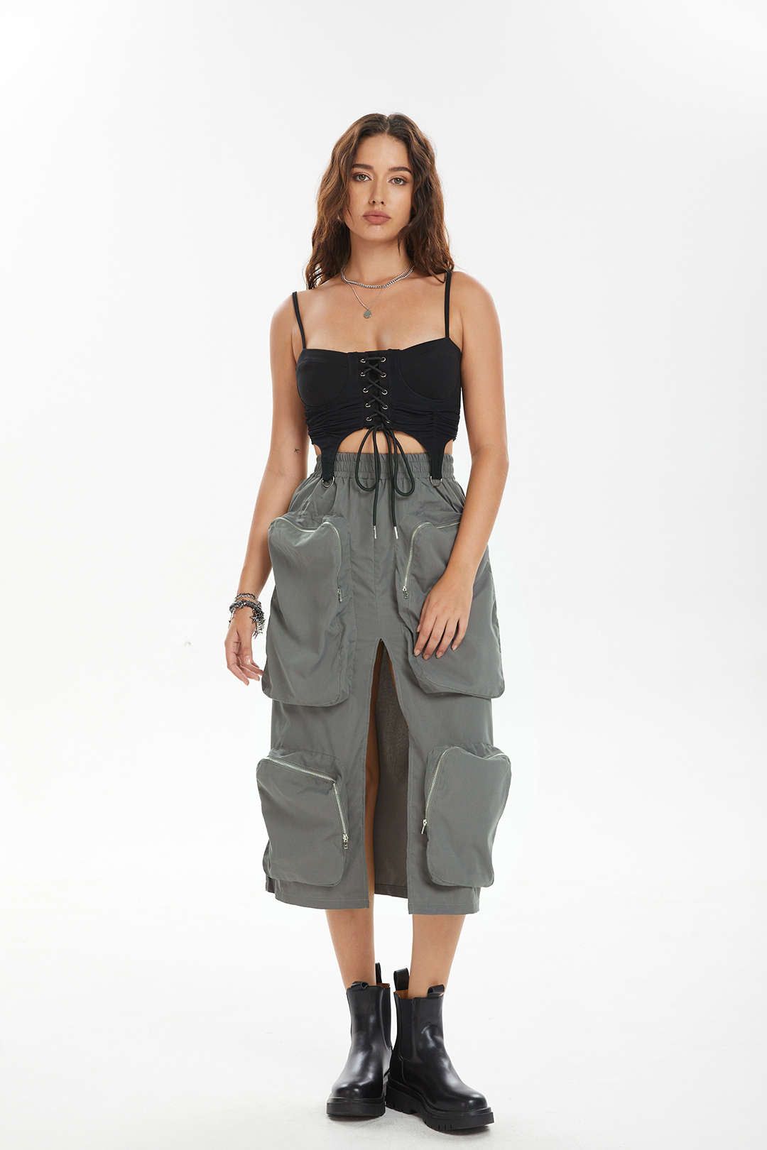 Cargo Pocket Slit Baggy Skirt sold by Micas product image thumbnail 5