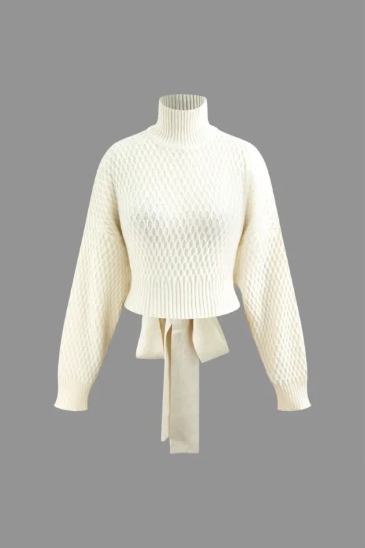 High Neck Knot Detail Backless Sweater sold by Micas