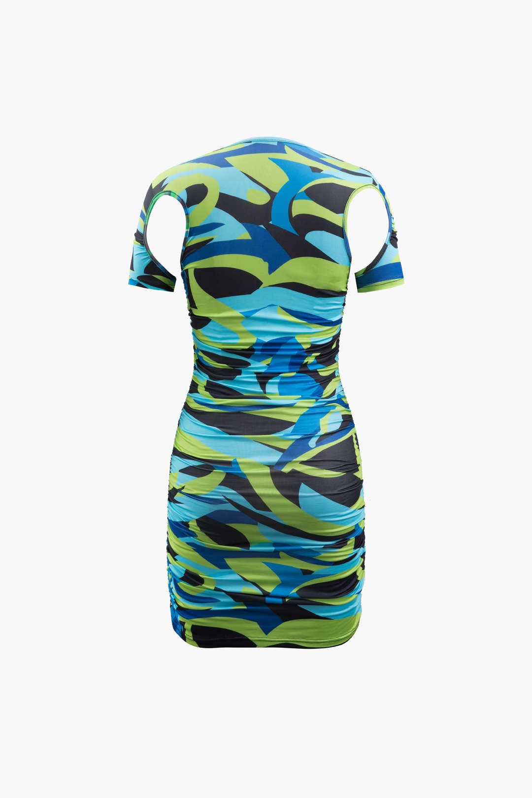 Printed Cut Out Sleeve Ruched Mini Dress sold by Micas product image thumbnail 2