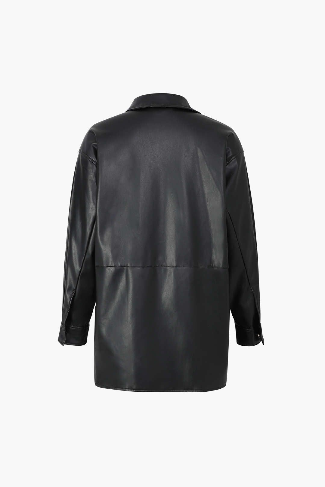 Flap Pocket Front Faux Leather Jacket sold by Micas product image thumbnail 2