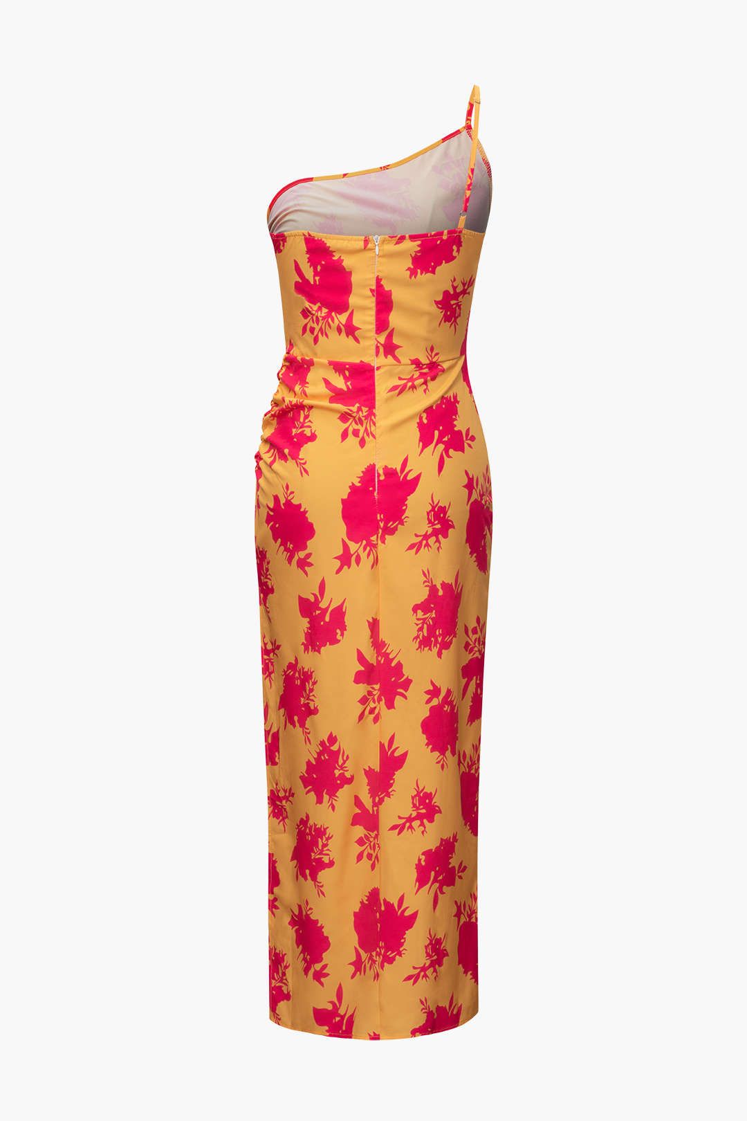Leaves Print One Shoulder Slit Midi Dress sold by Micas product image thumbnail 2